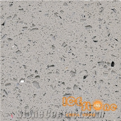 Crystal Light Grey/Quartz Stone Solid Surfaces Polished Slabs Tiles Engineered Stone Artificial Stone Slabs for Hotel Kitchen,Bathroom Backsplash Walling Panel Customized Edge