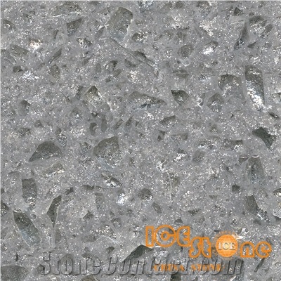 Crystal Shining Light Grey Quartz Slab and Tiles / Grey Crystal Quartz Slab