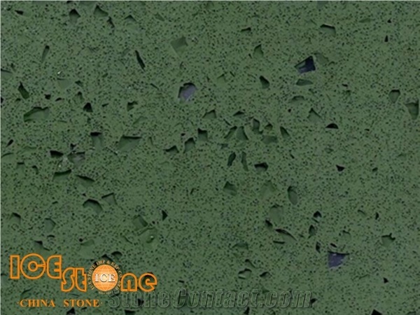 Dark Green Quartz Stone, Crystal Engineered Stone Tiles&Slabs