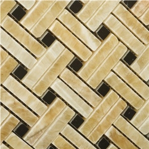Honey Onyx Wall Mosaic, Yellow Wooden Onyx Wall Mosaic, Basketweave Mosaic Honey Onyx Wall Mosaic, Yellow Wooden Onyx Wall Mosaic, Basketweave Mosaic