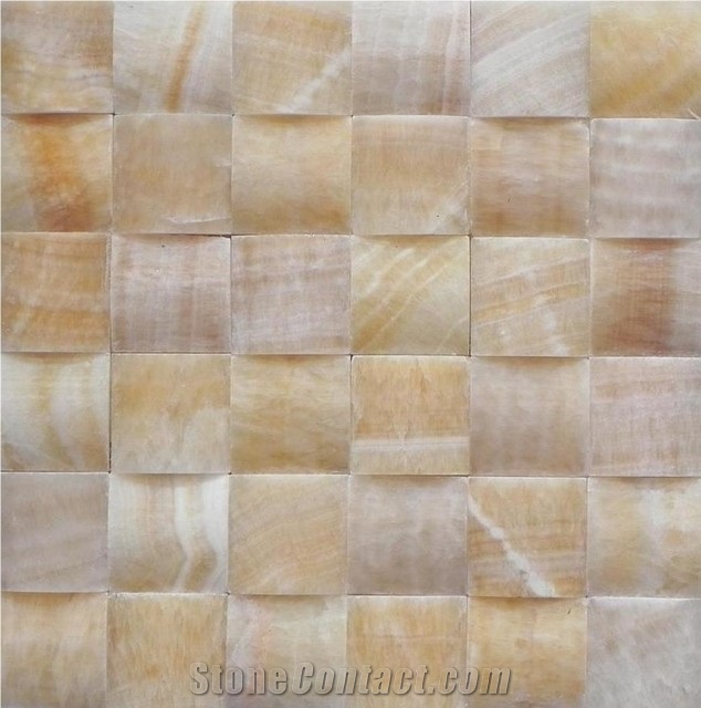 Honey Onyx Wall Mosaic, Yellow Wooden Onyx Wall Mosaic, Basketweave Mosaic