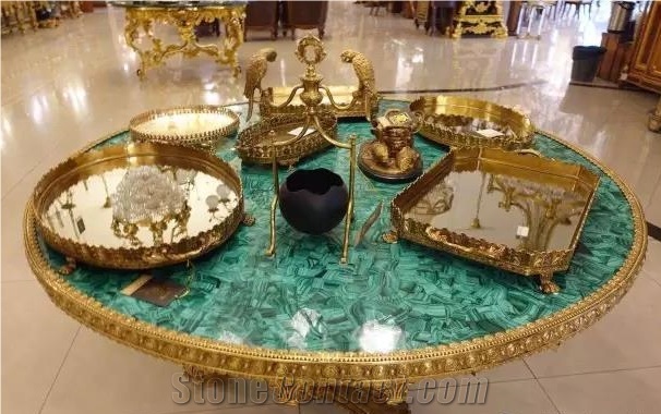 Malachite Gemstone Slabs,Malachite Semiprecious Stone Tabletop, Geen Gemstone Furniture