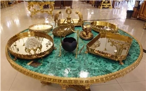 Malachite Gemstone Slabs,Malachite Semiprecious Stone Tabletop, Geen Gemstone Furniture