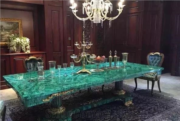 Malachite Gemstone Slabs,Malachite Semiprecious Stone Tabletop, Geen Gemstone Furniture