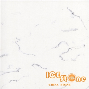 Middle Bianco Cararra White/Marble Look Quartz Stone Solid Surfaces Polished Slabs Tiles Engineered Stone Artificial Stone Slabs for Hotel Kitchen,Bathroom Backsplash Walling Panel Customized Edge