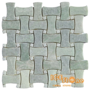 Ming Green Curved Pattern Polished Marble Mosaic/Ming Green Marble Mosaic Tile/ Ming Green Marble Mosaic Tile/Ming Green Marble Wall Mosaic