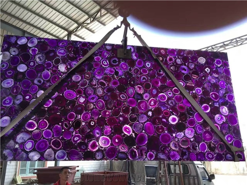 Purple Agate Gemstone Slabs,Lilac Semiprecious Stone Slabs
