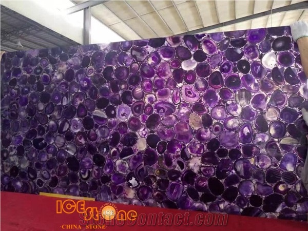 Purple Agate/Pchinese Purple Semiprecious/Semi Precious Stone Wall /Semiprecious Stone Slabs