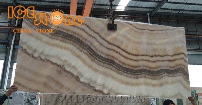 Translucent Wooden Onyx Slabs/Beige Onyx Slabs Tiles/Tv Background Decoration Stone/Counter Top Stone/Wall Covering Slabs Tiles/Home Decoration Building Stone/Onyx Pattern/Onyx Backlit