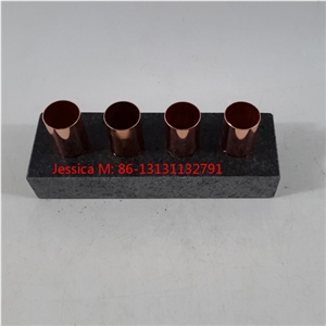 Black Granite Stone Copper Candlestick Holders