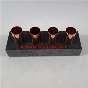 Black Granite Stone Copper Candlestick Holders