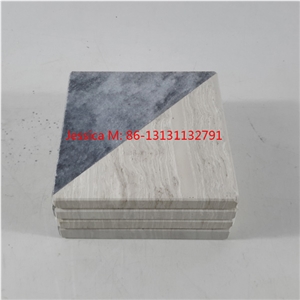 Grey and Wood Veins Marble Coaster Set Of 4