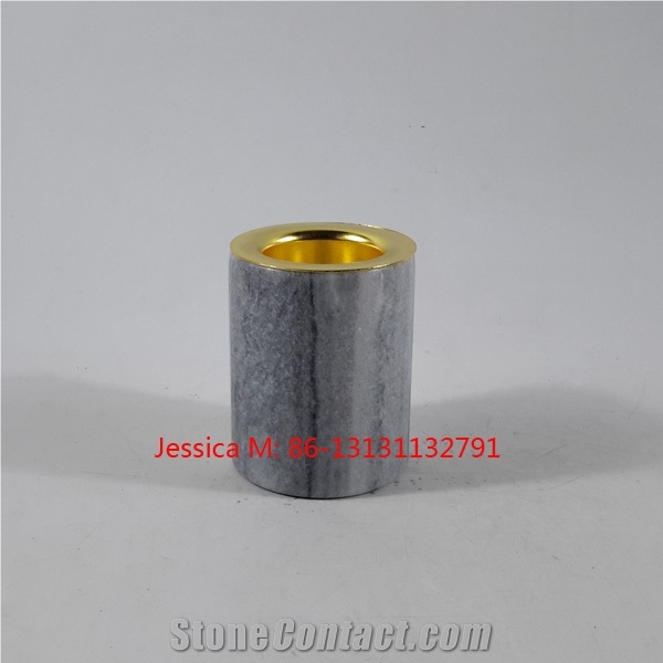 Grey Marble Copper Candleholders