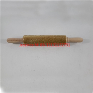 Topza Rolling Pin with Wooden Handle and Wooden Base /Yellow Marble Rolling Pins