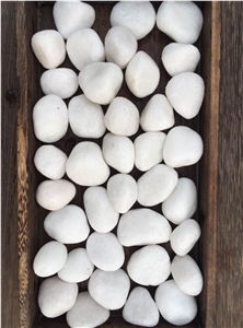 Polished Pebble Stone/White Marble Pebbles&Gravels/Machine Made Pebbles/Paving Pebbles/Decoration Pebbles