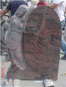 Ruby Red Granite Angel Momument, Granite Engraved Monument & Tombstone Ruby Red Granite Angel Momument, Granite Engraved Monument & Tombstone
