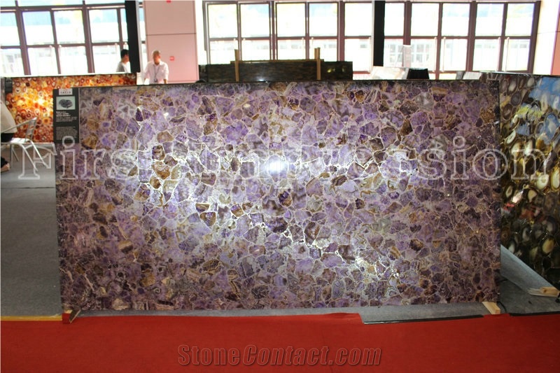 Amethyst Gemstone/Amethyst Backlit Slab &Tiles /Crystal Purple Semiprecious Flooring Tiles /Crystal Purple Semiprecious Panels for Background /Purple Crystal Gemstone Slab Backlit