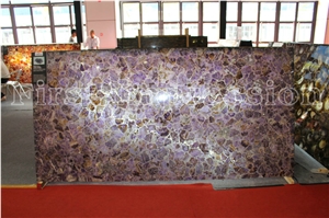 Amethyst Gemstone/Amethyst Backlit Slab &Tiles /Crystal Purple Semiprecious Flooring Tiles /Crystal Purple Semiprecious Panels for Background /Purple Crystal Gemstone Slab Backlit
