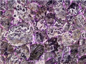 Amethyst Gemstone/Amethyst Backlit Slab &Tiles /Crystal Purple Semiprecious Flooring Tiles /Crystal Purple Semiprecious Panels for Background /Purple Crystal Gemstone Slab Backlit