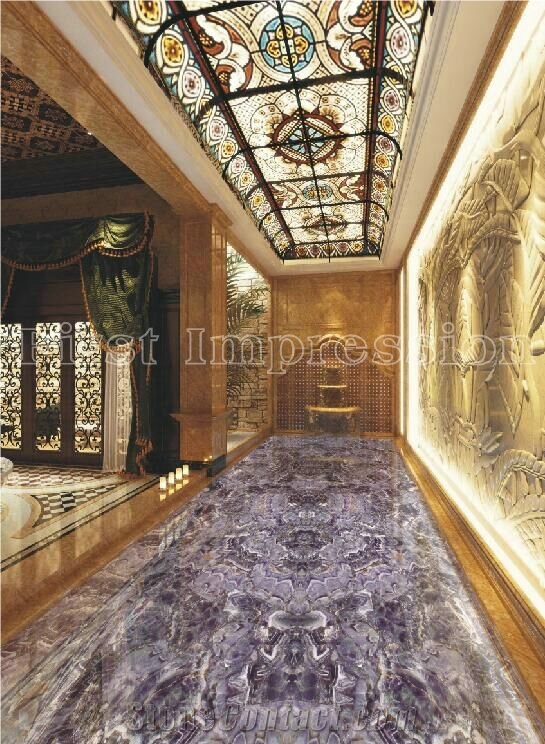 Amethyst Tiles and Slab / Lilac Crystal Gemstone Backlit Tiles /Purple Crystal Semipresious Flooring Tiles/Lilac Semi Precious Slab