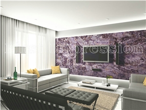 Amethyst Tiles and Slab / Lilac Crystal Gemstone Backlit Tiles /Purple Crystal Semipresious Flooring Tiles/Lilac Semi Precious Slab
