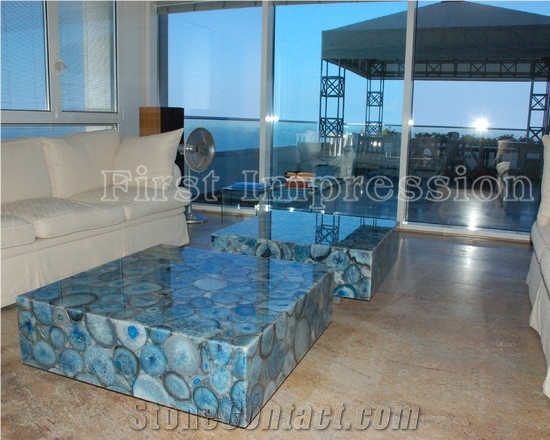 Blue Agate Semi Precious Stone Slab/Blue Agate Semiprecious Stone Tiles/Blue Agate Gemstone Slab/Blue Agate Semi Precious Stone Wall Tiles