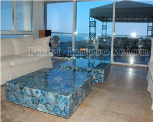 Blue Agate Semi Precious Stone Slab/Blue Agate Semiprecious Stone Tiles/Blue Agate Gemstone Slab/Blue Agate Semi Precious Stone Wall Tiles