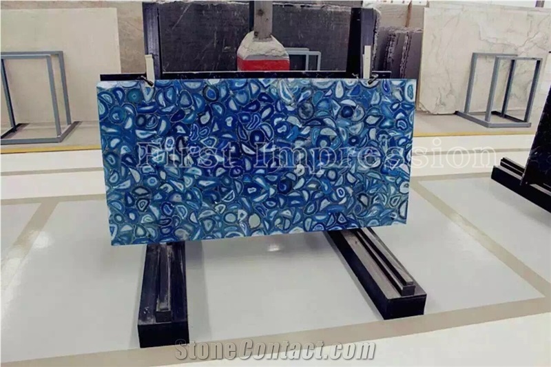 Blue Agate Slab /Blue Agate Semi Precious Stone Panels/Blue Agate Gemstone Tiles and Slabs /Blue Agate Stone for Wall Tiles