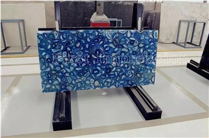 Blue Agate Slab /Blue Agate Semi Precious Stone Panels/Blue Agate Gemstone Tiles and Slabs /Blue Agate Stone for Wall Tiles