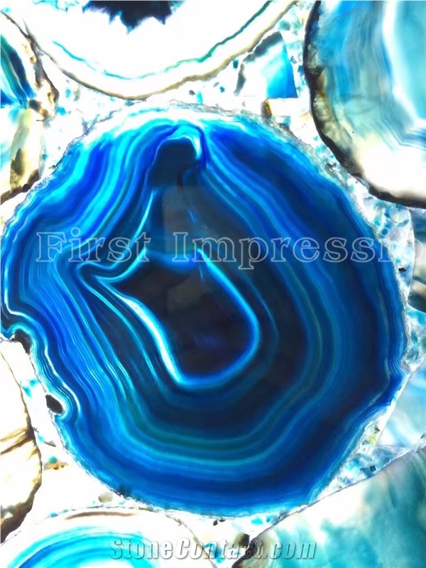 Blue Agate Slab /Blue Agate Semi Precious Stone Panels/Blue Agate Gemstone Tiles and Slabs /Blue Agate Stone for Wall Tiles