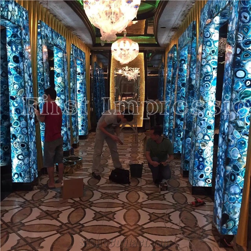 Blue Agate Slab /Blue Agate Semi Precious Stone Panels/Blue Agate Gemstone Tiles and Slabs /Blue Agate Stone for Wall Tiles