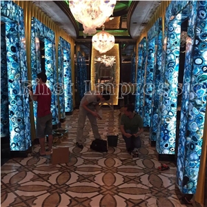 Blue Agate Slab /Blue Agate Semi Precious Stone Panels/Blue Agate Gemstone Tiles and Slabs /Blue Agate Stone for Wall Tiles