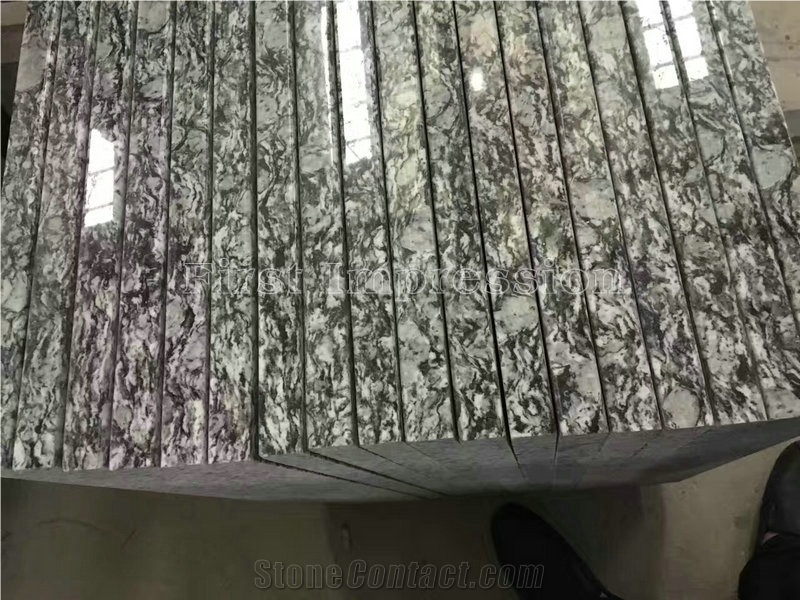 China Spray White Granite Slab /Grey Granite Slab /Sea Wave Polished Slab & Tiles