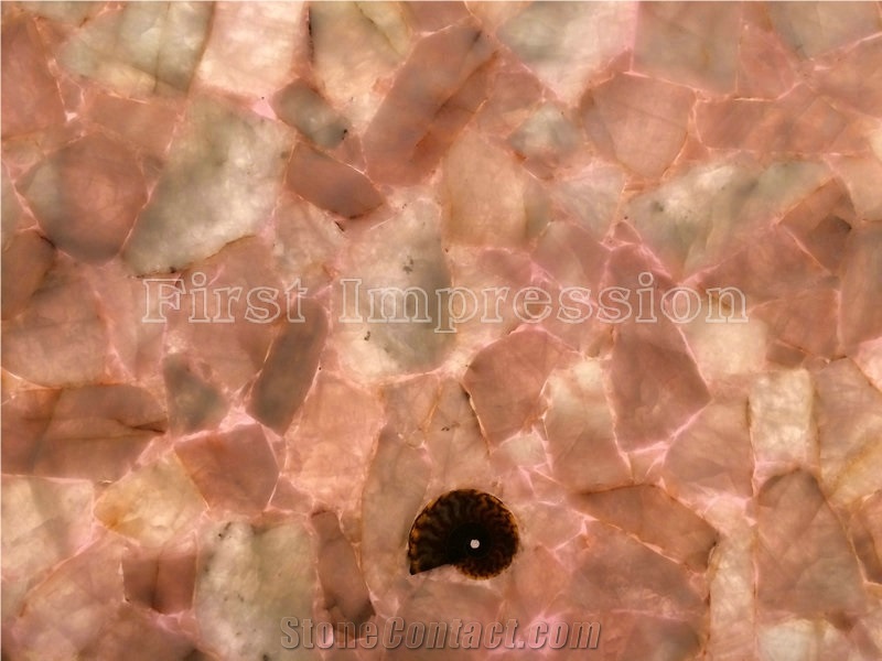 Crystal Pink Backlit Wall Tiles /Crystal Pink Gemstone Slab /Pink Gemstone Tiles /Crystal Precious Stone Slab Backlit