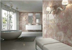 Crystal Pink Backlit Wall Tiles /Crystal Pink Gemstone Slab /Pink Gemstone Tiles /Crystal Precious Stone Slab Backlit
