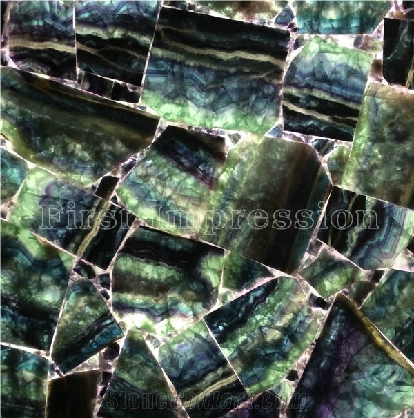 Fluorite Semiprecious Backit Slab & Tiles /Fluorite Backlit Gemstone