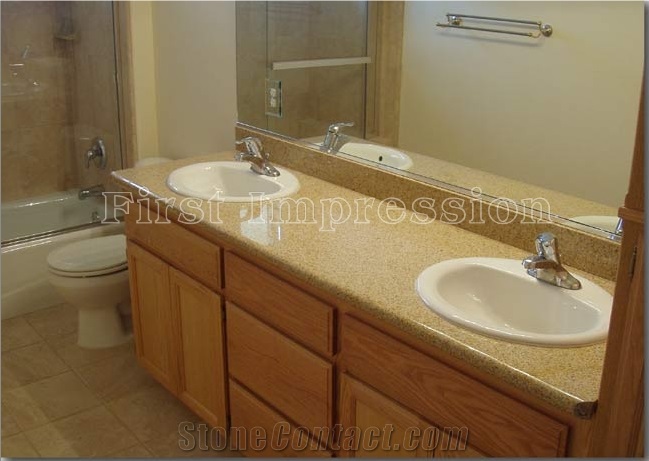 G682 Vanity Top/Sunset Gold Yellow Granite Bath Top/Sandy Gold Bathroom Top/Rusty Yellow Bathroom Countertop/Golden Sand Bath Custom Vanity Tops/Bathroom Design/Kitchen Countertops/Desk Top
