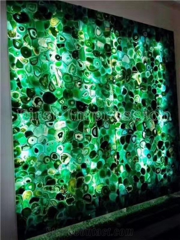 Green Agate Brazil Backlit Slab / Green Agate Slab and Tiles /Green Agate Gemstone Tiles /Green Agate Backlit Semipreccious Stone Slabs