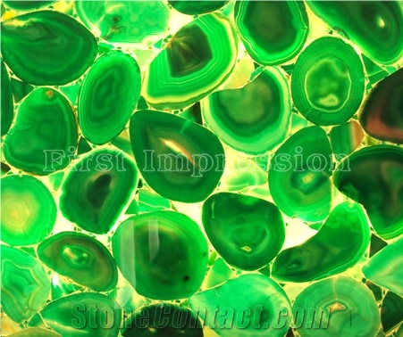 Green Agate Brazil Backlitt Gemstone Tiles and Slab/ Green Semiprecious Stone Wall /Green Gemstone /Green Agate Semi Precious Stone