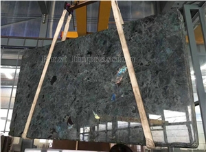Lemurian Labradorite Blue Granite Slabs & Tiles/Madagascar Granite with Blue Sparking Spots/Luxury Blue Granite Big Slabs/High Polished Slabs