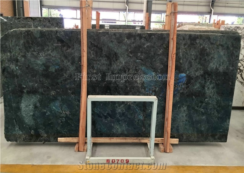Lemurian Labradorite Blue Granite Slabs & Tiles/Madagascar Granite with Blue Sparking Spots/Luxury Blue Granite Big Slabs/High Polished Slabs