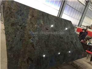 Lemurian Labradorite Blue Granite Slabs & Tiles/Madagascar Granite with Blue Sparking Spots/Luxury Blue Granite Big Slabs/High Polished Slabs