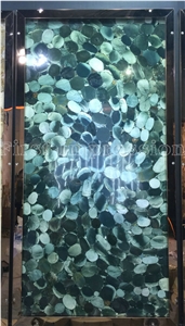 Lotus Greens Semiprecious Stone Slabs & Tiles,Green Semi Precious Panel, Green Gemstone Slab & Tiles
