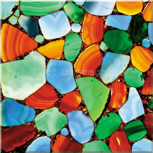 Mixed Color Agate Slab & Tiles Backlit/Colorful Agate Gemstone Slab Backlit /Colorful Semiprecious Stone /Multicolor Gemstone Slab