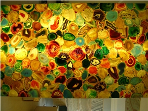 Mixed Color Agate Slab & Tiles Backlit/Colorful Agate Gemstone Slab Backlit /Colorful Semiprecious Stone /Multicolor Gemstone Slab
