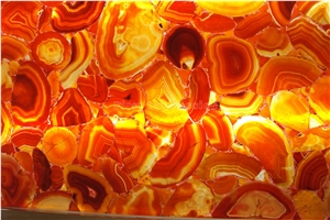 Red Agate Semi Preccious Stone Panels /Red Agate Gemstone Slabs/Red Semi Preious Stone Wall Backlit Tiles & Slabs