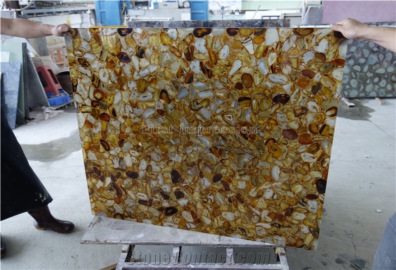 Sardonyx Backlit Agate Gemstone Slab /Light Yellow Agate Slab / Golden Agate Slab and Tiles / Yellow Semiprecious Stone Slab