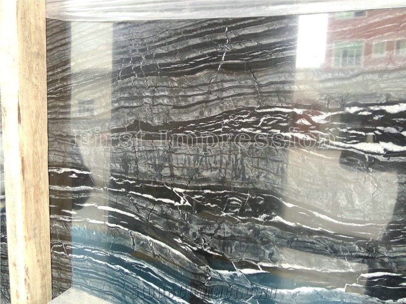 Silver Dragon Marble Polished Slabs and Tiles /Black Wooden Marble Slab/Black Marble Covering Tiles High Polished from China