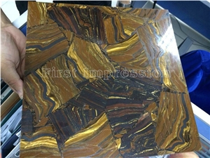 Tiger Skin Stone Precious Stone Slabs & Tiles Backlit/ Tiger Skin Gemstone Panel Backlit/ Semi Precious Stone Wall/ Gemstone Tiles