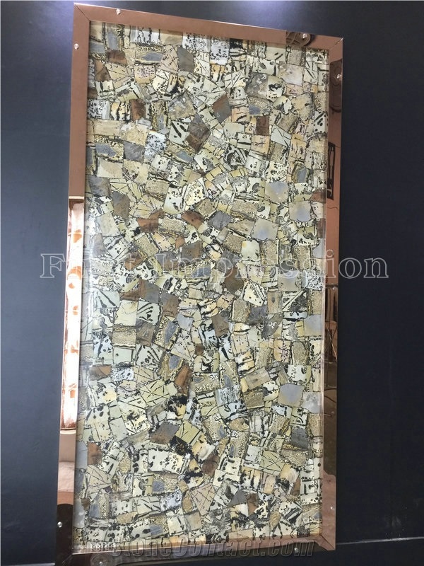 Yellow Fossil Slab & Tiles /Yellow Fossil Semiprecious Stone Panels